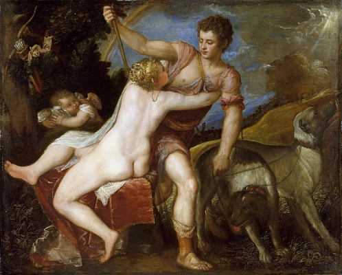 Картина Венера и Адонис (Нью-Йорк, Метрополитен) - Вечеллио Тициан 