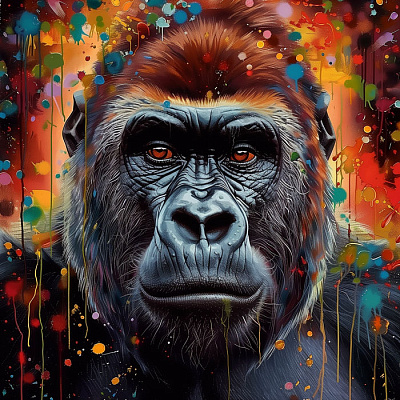 Картина Красочная горила - Искусственый Интеллект 