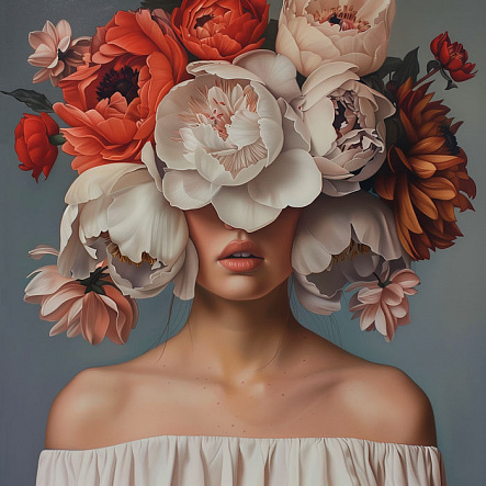 Дівчина з квітами на голові