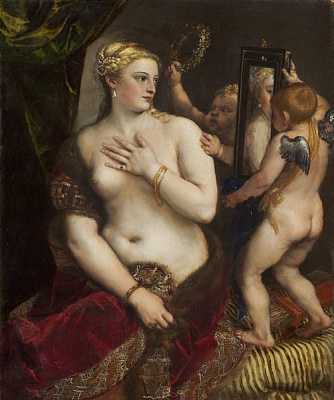 Картина Тіціан Вечелліо - Венера перед дзеркалом - Вечелліо Тіціан 